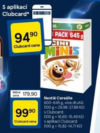 Tesco Nestlé Cereálie nabídka