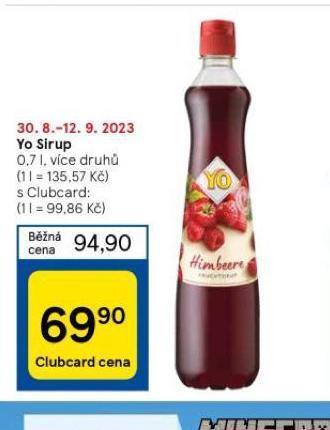 Tesco Yo sirup nabídka