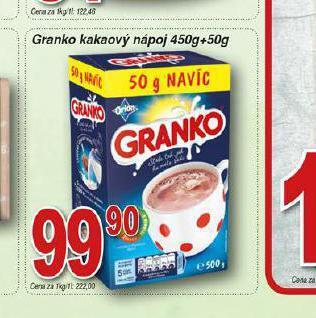 Hruška Granko kakaový nápoj nabídka