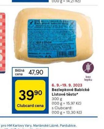 Tesco Bezlepkové babické listové těsto nabídka