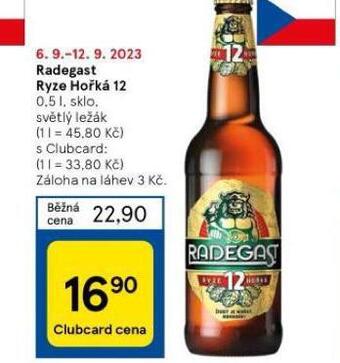 Tesco Pivo radegast ryze hořká 12 nabídka