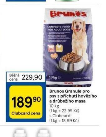 Tesco Brunos granule pro psy s příchutí hovězího a drůběžího nabídka