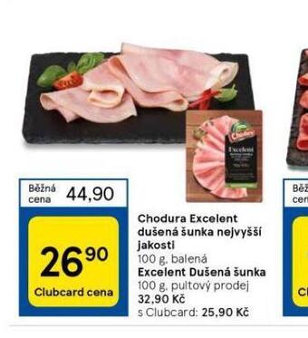 Tesco Chodura excelent dušená šunka nejvyšší jakosti nabídka