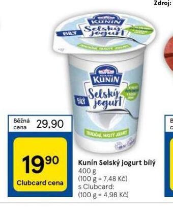 Tesco Kunín selský jogurt bílý nabídka