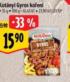 Albert Kotányi gyros koření nabídka