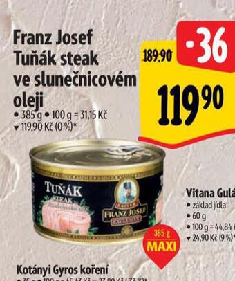 Albert Franz josef tuňák steak nabídka