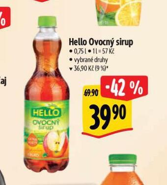 Albert Hello ovocný sirup nabídka