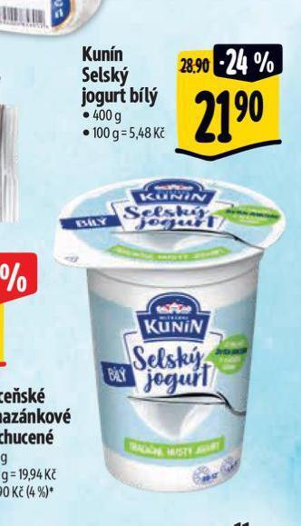 Albert Kunín selský jogurt nabídka
