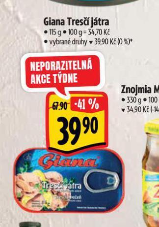 Albert Giana tresčí játra nabídka