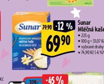 Albert Sunar mléčná kaše nabídka