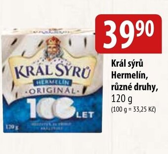 Bala Král sýrů Hermelín, různé druhy nabídka