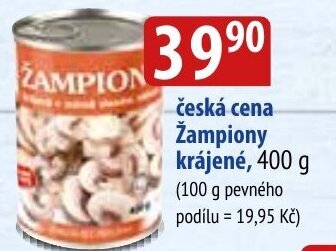 Bala česká cena Žampiony krájené, 400 g nabídka