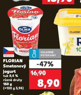 Kaufland Florian smetanový jogurt nabídka
