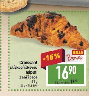 Billa Croissant s lískooříškovou náplní nabídka