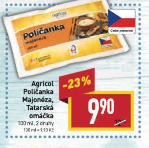 Billa Agricol poličanka majonéza, tatarská omáčka nabídka