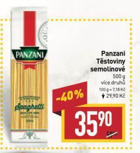 Billa Panzani těstoviny nabídka