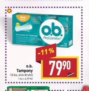 Billa O.b. tampony nabídka