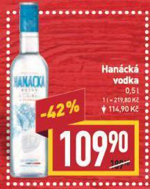 Billa Hanácká vodka nabídka