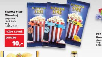 Kaufland Cinema time mikrovlnný popcorn nabídka