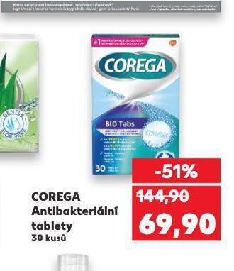 Kaufland Corega antibakteriální tablety nabídka