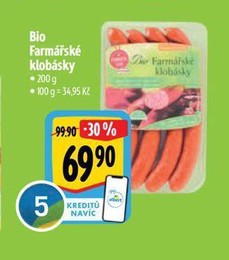 Albert Bio farmářské klobásky nabídka