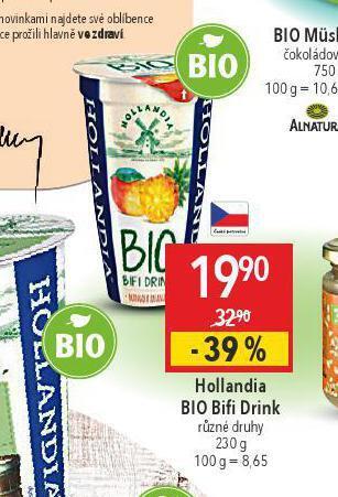 Globus Hollandia bio bifi drink nabídka
