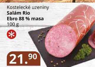 Potraviny CZ Kostelecké uzeniny salám rio ebro 88 % masa 100 g nabídka