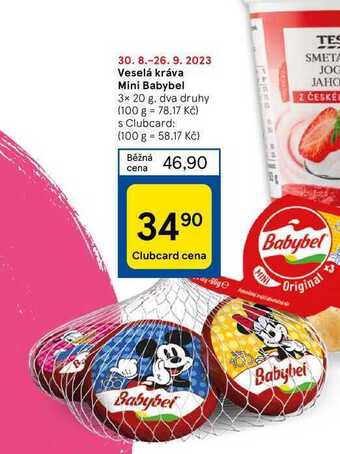 Tesco Veselá kráva mini babybel 3 x 20 g nabídka