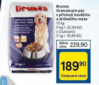 Tesco Brunos granule pro psy s příchutí hovězího a drůbežího masa 10 kg nabídka