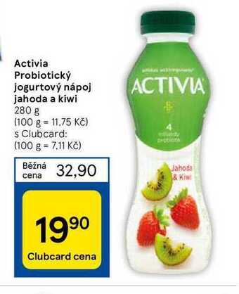 Tesco Activia probiotický jogurtový nápoj jahoda a kiwi 280 g nabídka