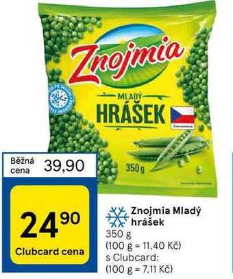 Tesco Znojmia mladý hrášek 350 g nabídka