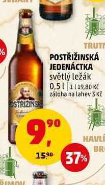 Penny Market Postřižinská jedenáctka světlý ležák, 0,5 l nabídka