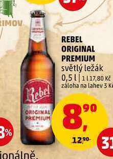Penny Market Rebel original premium světlý ležák, 0,5 l nabídka