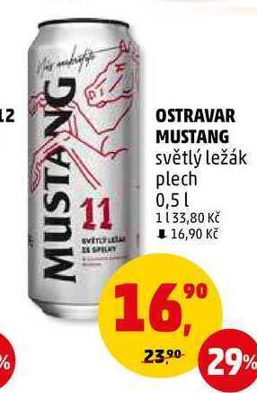 Penny Market Ostravar mustang světlý ležák plech, 0,5 l nabídka