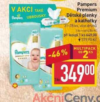 Billa Pampers premium dětské plenky a kalhotky 31-78 ks nabídka