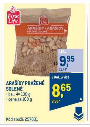 Makro Fine life arašídy pražené solené 100 g nabídka