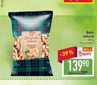 Billa Kešu natural 500 g nabídka