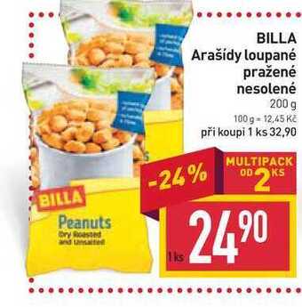 Billa Billa arašídy loupané pražené nesolené 200 g nabídka