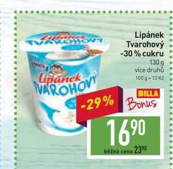 Billa Lipánek tvarohový -30% cukru 130 g nabídka
