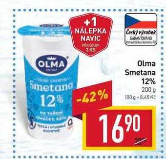Billa Olma smetana 12% 200 g nabídka