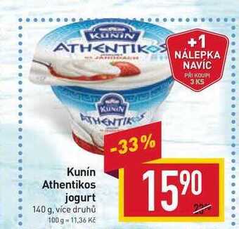 Billa Kunín athentikos jogurt 140 g nabídka