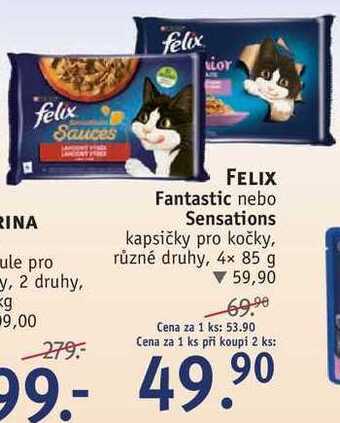 Rossmann Felix fantastic nebo sensations kapsičky pro kočky, 4x 85 g nabídka