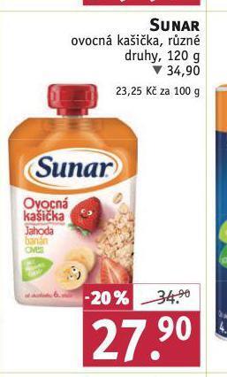 Rossmann Sunar ovocná kašička nabídka