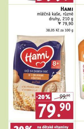 Rossmann Hami mléčná kaše nabídka