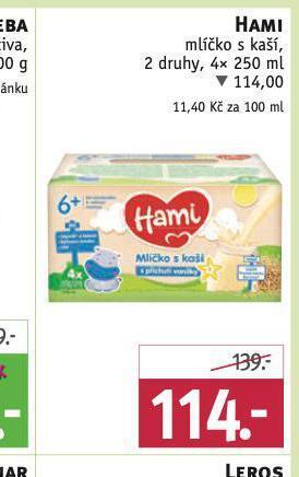 Rossmann Hami mlíčko s kaší nabídka