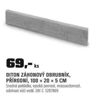 OBI DITON ZÁHONOVÝ OBRUBNÍK, PŘÍRODNÍ, 100 x 20 x 5 CM nabídka