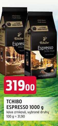 Trefa Tchibo espresso 1000g, vybrané druhy nabídka