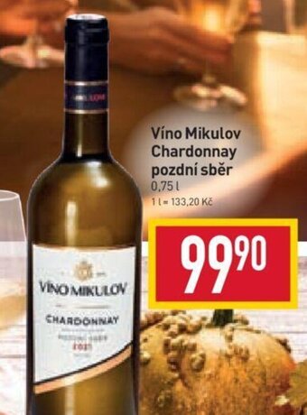 Billa Víno Mikulov Chardonnay pozdní sběr 0,75L nabídka