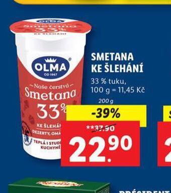 Lidl Olma smetana ke šlehání nabídka
