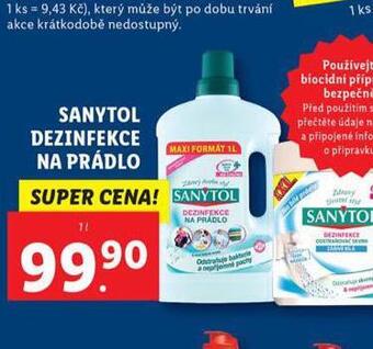 Lidl Sanytol dezinfekce na prádlo nabídka